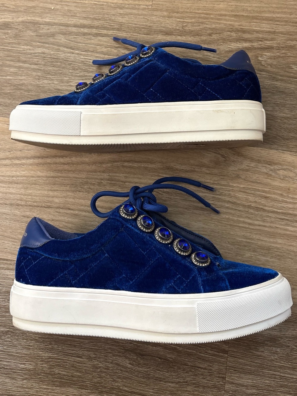 Kurt Geiger Royal Blue Velvet Platform Sneakers Size 6